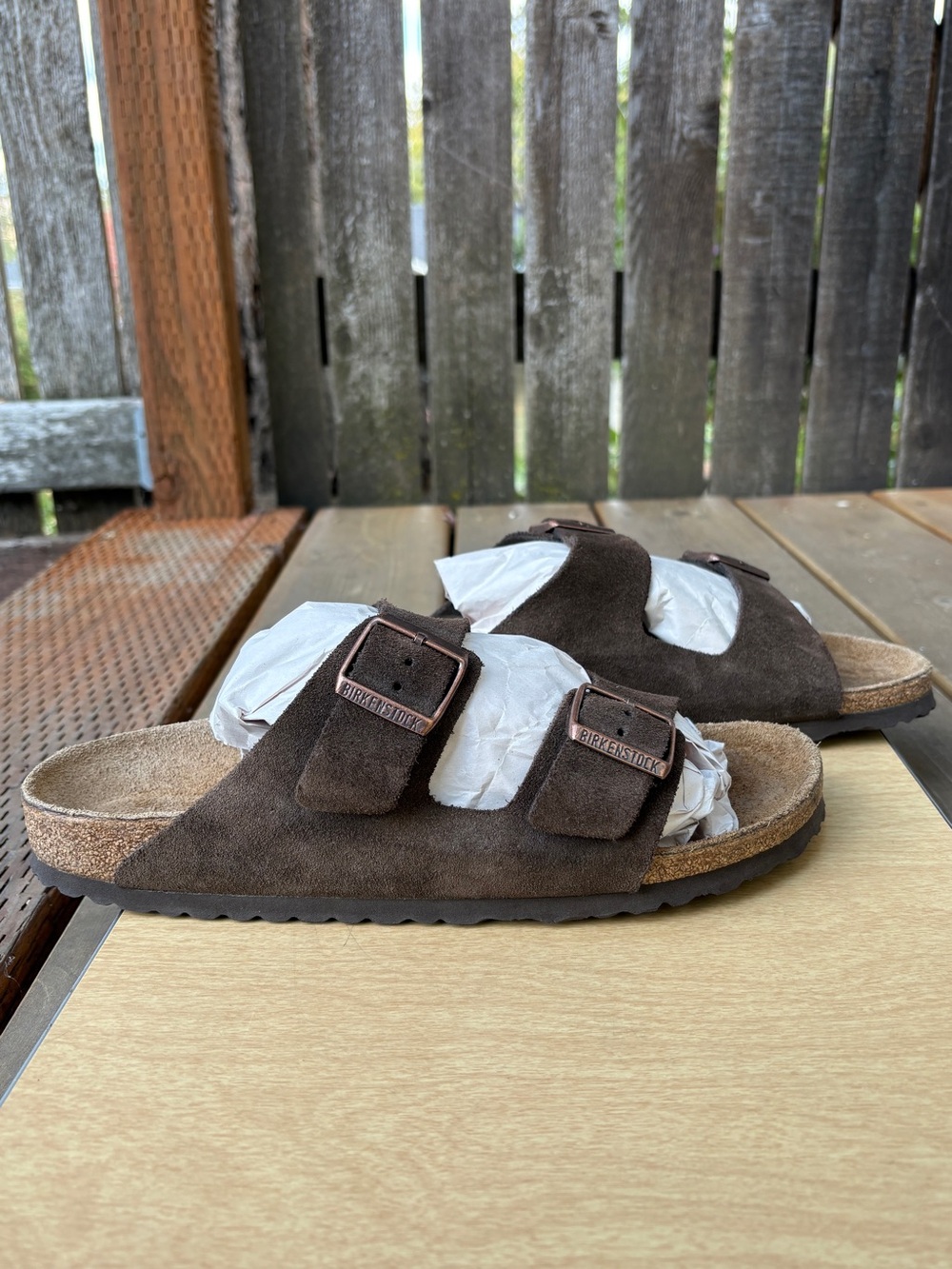 Birkenstock Men’s Arizona Brown Suede Leather Adjustable Sandal In EU 43/US 10